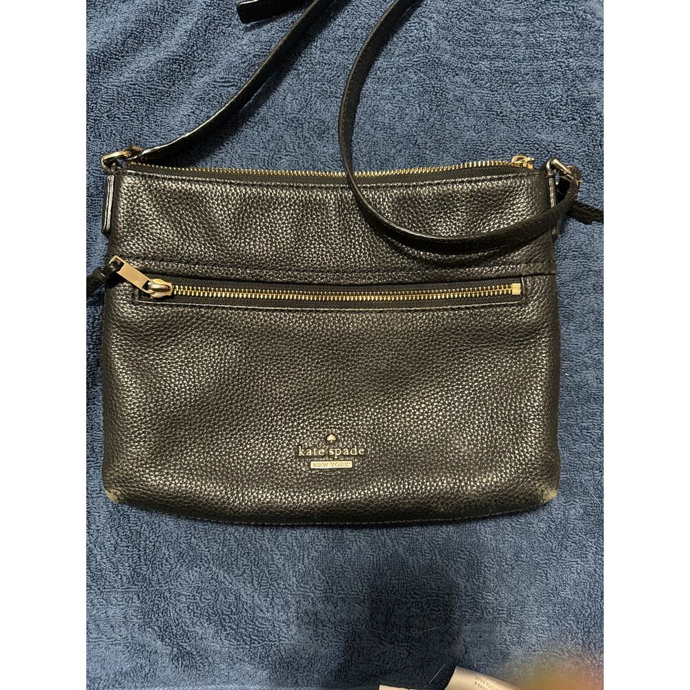 BT Auth Kate spade Jackson Street Gabriele Black Leather Crossbody Shoulder Bag.